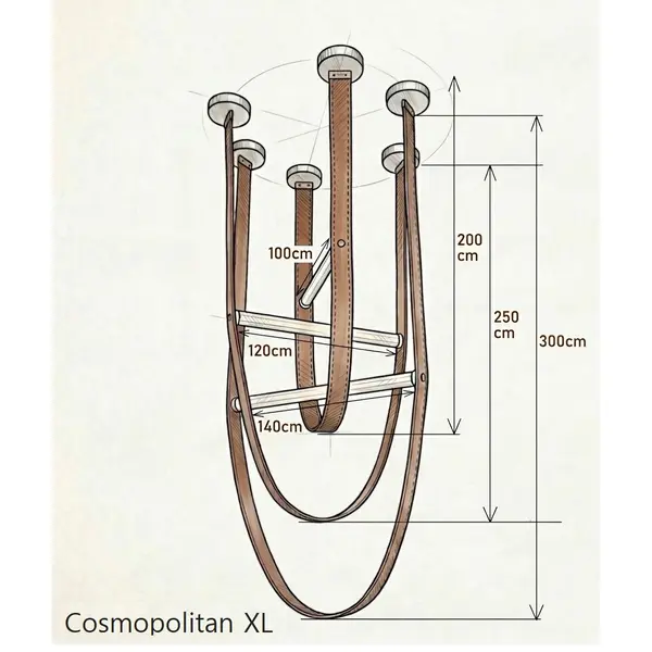 Designerski żyrandol nowoczesny skórzany stylowa lampa wisząca pasy czarne COSMOPOLITAN L XL