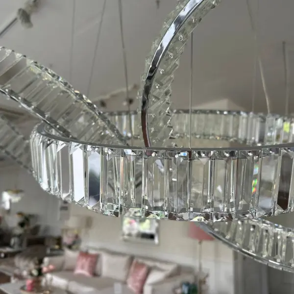 ECLIPSE MAX crystal chandelier, rings, silver, modern glamor hanging lamp for the living room, adjustable