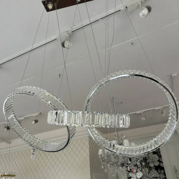 ECLIPSE MAX crystal chandelier, rings, silver, modern glamor hanging lamp for the living room, adjustable