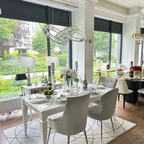 ECLIPSE MAX crystal chandelier, rings, silver, modern glamor hanging lamp for the living room, adjustable