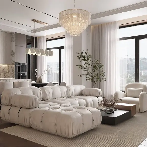 Glamor sofa, modern, modular, corner, for the living room, designer corner sofa boucle NICEA