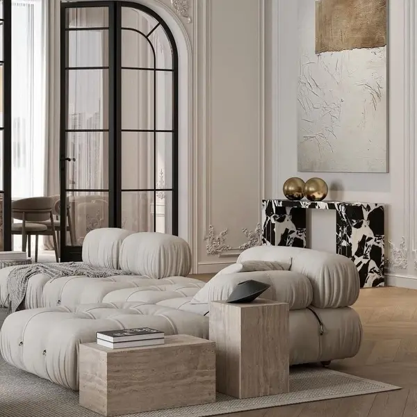 Glamor sofa, modern, modular, corner, for the living room, designer corner sofa boucle NICEA