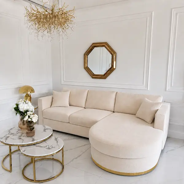 Elegancki  półokrągły złoty narożnik nowoczesny PARIS