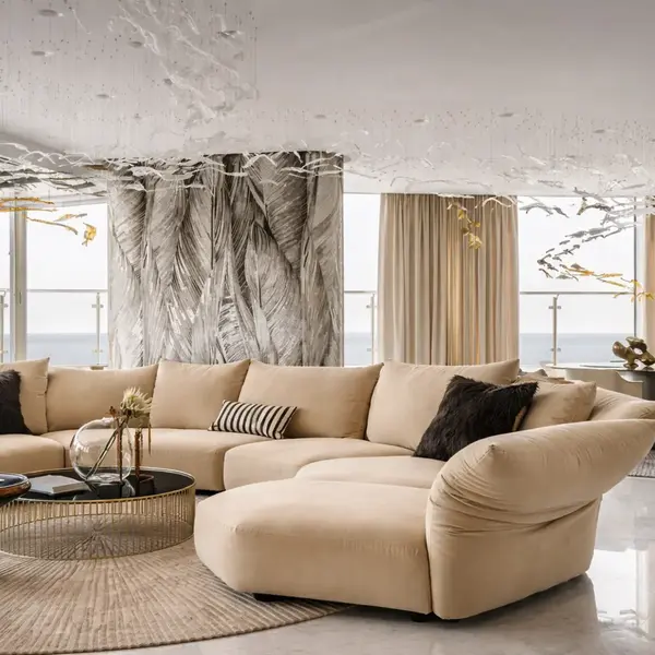 Nowoczesna sofa Lilia jako mebel premium w aranżacji. Produkty od Primavera Home.