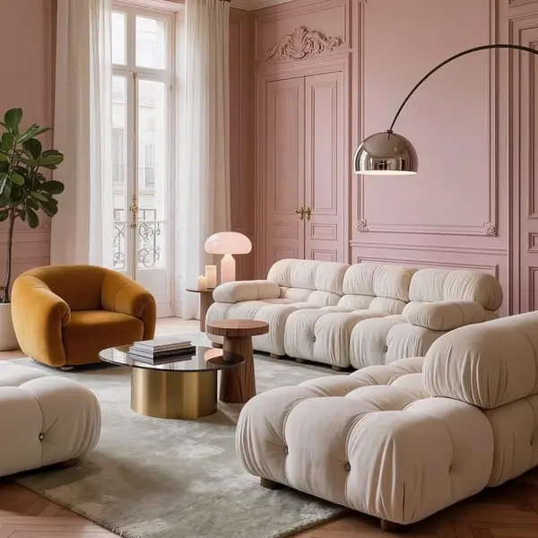 Glamor sofa, modern, modular, corner, for the living room, designer corner sofa boucle NICEA