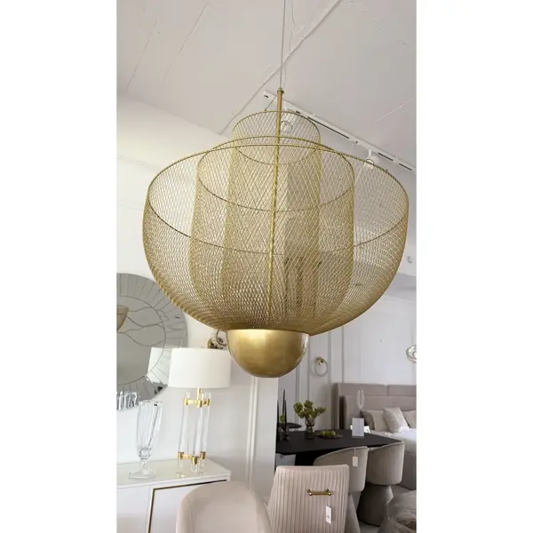 Designer gold pendant lamp, modern gold chandelier, FLORENCJA