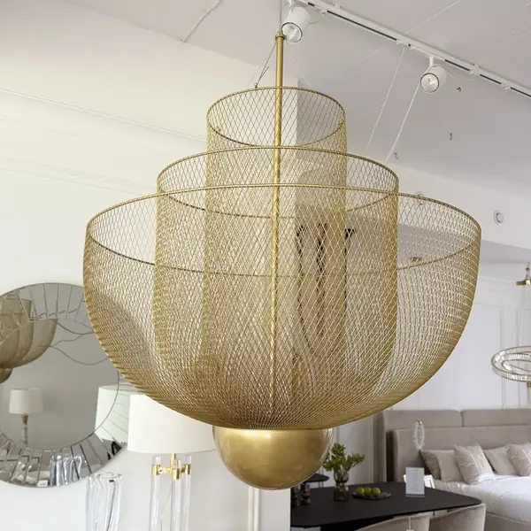 Designer gold pendant lamp, modern gold chandelier, FLORENCJA