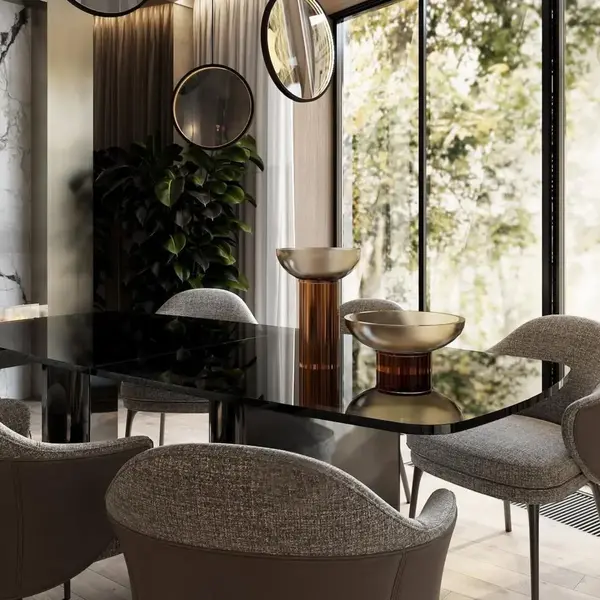 Aranżacja nowoczesnego krzesła Linea w eleganckim salonie. Meble na zamówienie od Primavera Home.