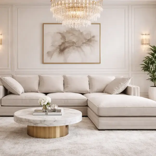 Detal aranżacji sofy FIGARO w ekskluzywnym wnętrzu od Primavera Home.