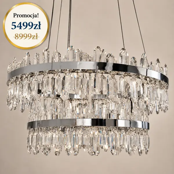 Żyrandol kryształowy srebrny luksusowy Bulgari od Primavera Home