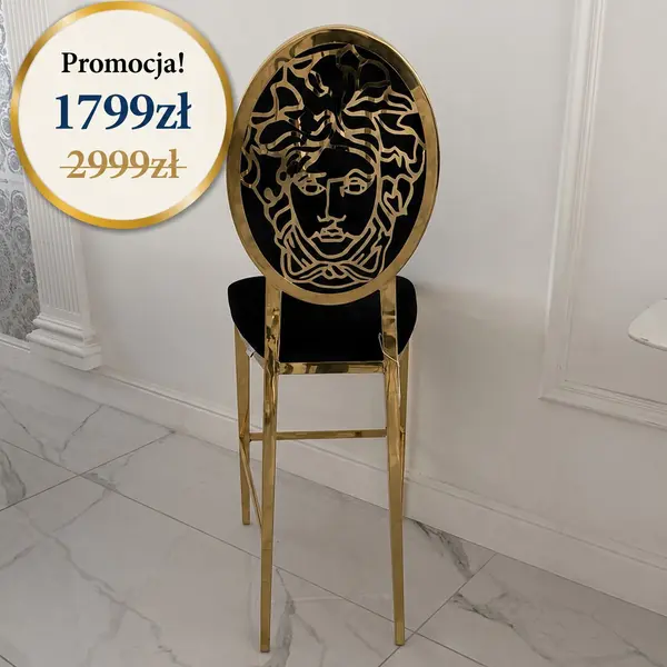 Hoker złoty czarny tapicerowany Medusa w promocji od Primavera Home