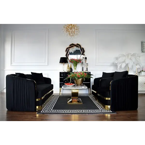 sofa glamour  czarna złota