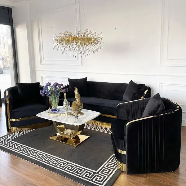 sofa glamour czarna złota