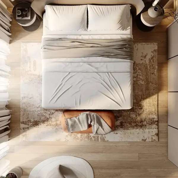 Zbliżenie na materiał tapicerowany łóżka Elen. Projekt od Primavera Home.