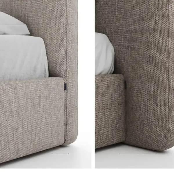Detal wykończenia designerskiego wezgłowia nowoczesnego łóżka SIENA od Primavera Home.