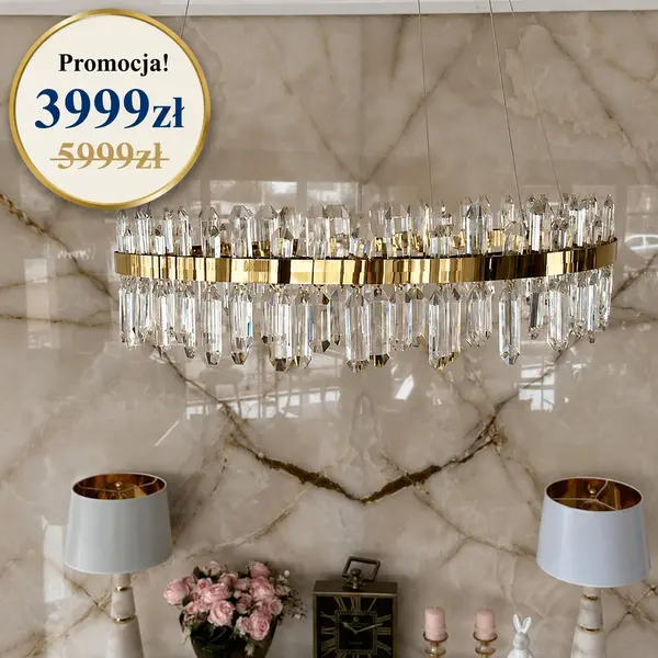 Żyrndol złoty kryształowy w promocji od Primavera Home