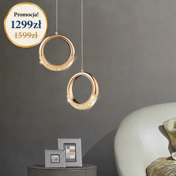 żyrandol nowoczesny podwójny okrągły złoty w promocji od Primavera Home