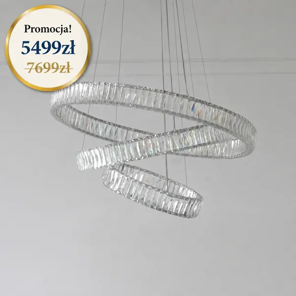 Żyrandol kryształowy 3 ringi srebrny Crystal XL w promocji od Primavera Home