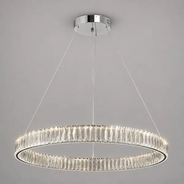 żyrandol kryształowy srebrny okragły 80 cm od Primavera Home