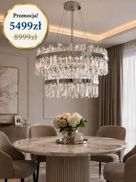 Żyrandol srebrny kryształowy Promocja Bulgari od Primavera Home