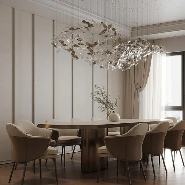 Nowoczesna aranżacja dekoracji Leaf Flow w eleganckim salonie. Projekt od Primavera Home.