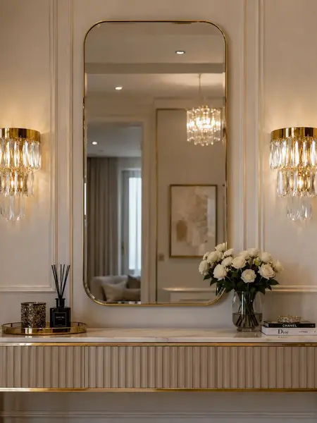 Widok z boku na kinkiet Kryształowy Złoty Diamond 3, podkreślający jego elegancję. Meble na zamówienie od Primavera Home.