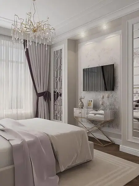 Konsola lustrzana CHICAGO GOLD glamour stalowa złota — aranżacja wnętrza. Primavera Home.