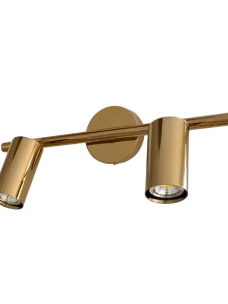 Lampa glamour, złota, sufitowa, designerska, ekskluzywna, dwa punkty świetlne MODERN 2 w ujęciu z przodu. Oświetlenie na zamówienie od Primavera Home.