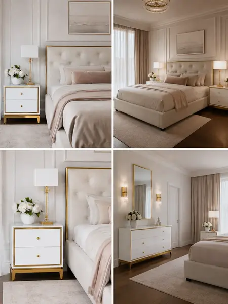 Szafka nocna z perspektywy, podkreślająca jej elegancki design przez Primavera Home.