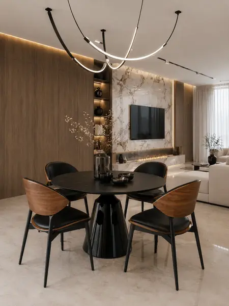 Designerskie Krzesło Wing – Drewno i Czarny Stelaż w detalach. Aranżacja nowoczesnego wnętrza od Primavera Home.