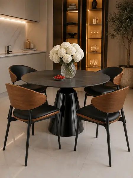 Designerskie Krzesło Wing – Drewno i Czarny Stelaż z boku. Detal wykończenia od Primavera Home.