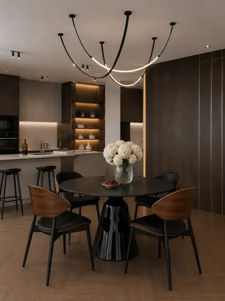Designerskie Krzesło Wing – Drewno i Czarny Stelaż w zbliżeniu. Meble na zamówienie od Primavera Home.