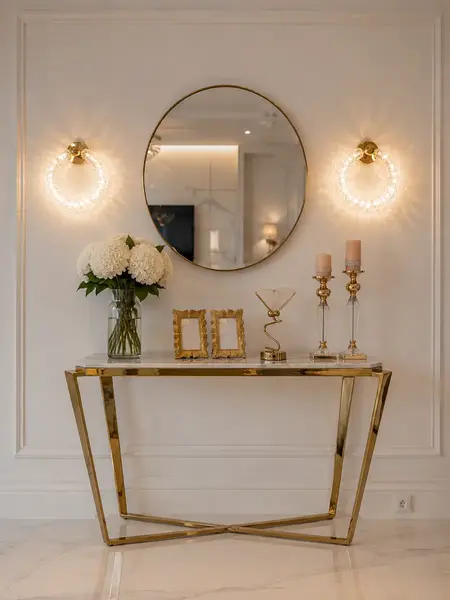 Kinkiet Kryształowy ICE ROUND widziany pod kątem, eksponujący jego unikalny design. Ekspozycja w salonie od Primavera Home.