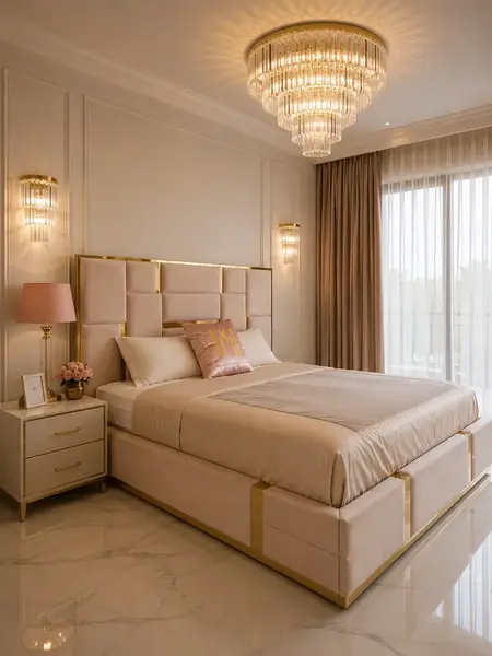 Kryształowy żyrandol przysufitowy glamour plafon nowoczesny złoty GLAMOUR w jasnym wnętrzu. Ekspozycja w salonie od Primavera Home.