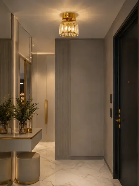 Lampa Sufitowa Kryształowa pojedynczy punkt świetlny DIAMOND XS , lampa glamour – Primavera Home w zbliżeniu, prezentująca piękno kryształowego szkła.