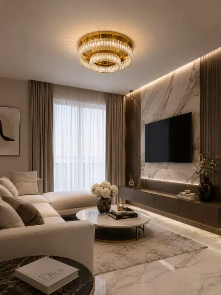 Zbliżenie na efekt diamentowego blasku kryształowego plafonu. Designerskie rozwiązanie od Primavera Home.