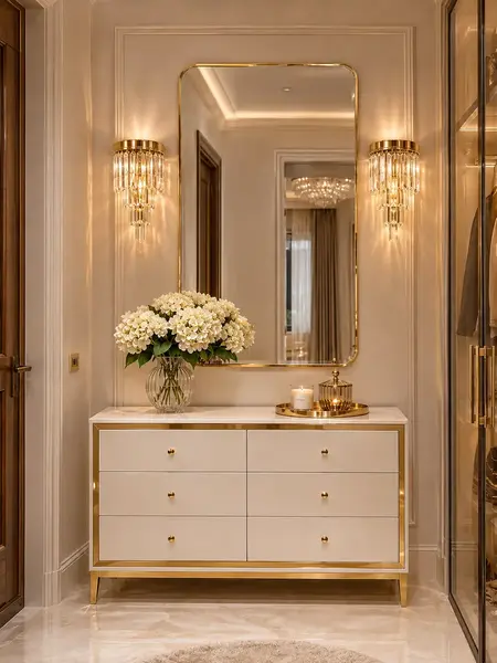 Kinkiet w aranżacji nowoczesnego salonu, idealny do eleganckich wnętrz. Propozycja od Primavera Home.