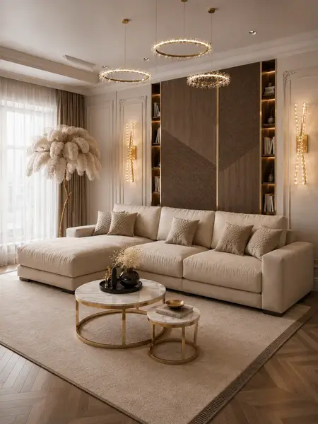 Kinkiet Kryształowy Złoty Podłużny Crystal z boku, prezentujący swoje eleganckie linie. Meble na zamówienie od Primavera Home.