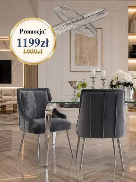 Krzesło DIANA Glamour w ujęciu z przodu. Oświetlenie na zamówienie od Primavera Home.