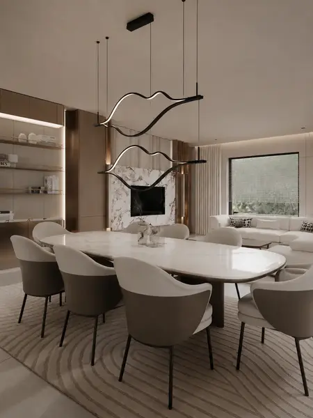 Szczegółowy detal wykończenia Nowoczesnego Żyrandola Wave Czarnego – Designerskiej Lampy Fala LED od Primavera Home.