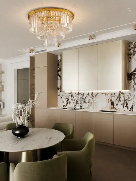 Zbliżenie na kryształowe elementy Plafonu Kryształowego GLAMOUR Złoty Ø50cm. Detal wykończenia od Primavera Home.