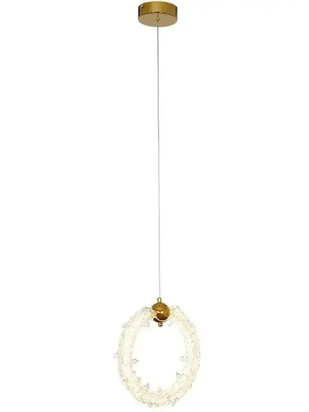 Lampa Wisząca Kryształowa Złota ICE XS prezentowana na podłodze w nowoczesnym wnętrzu. Styl od Primavera Home.