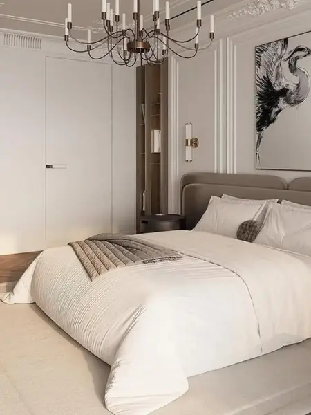 Ekskluzywne Łóżko Serena – Tapicerowane z Designerskim Wezgłowiem w stylowej atmosferze, idealne dla nowoczesnego życia. Oświetlenie od Primavera Home.