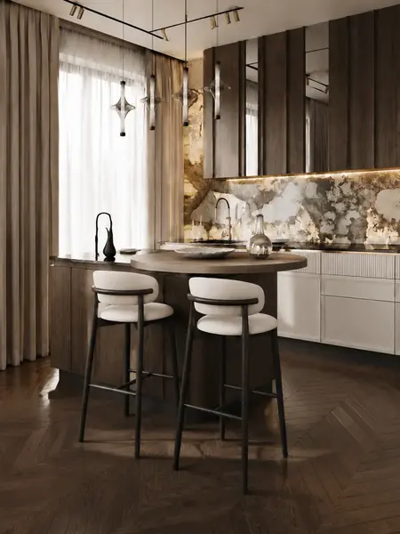 Perspektywa na Designerski Hoker Drewniany Olivia – Krzesło Barowe od Primavera Home.