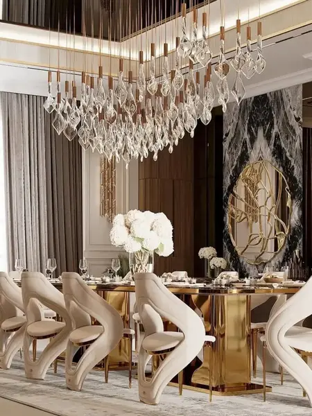 Ekskluzywne Krzesło Queen – Nowoczesny Włoski Design zestawione z kontrastującymi elementami, podkreślającymi elegancję wnętrza. Meble na zamówienie od Primavera Home.