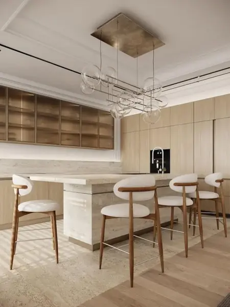 Zbliżenie detalowe na Designerski Hoker Drewniany Olivia – Krzesło Barowe od Primavera Home.