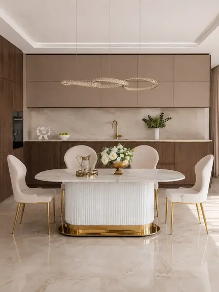 Zbliżenie na detal wykończenia Krzesła Złote Beżowe LOUIS, podkreślający jego elegancki design. Ekspozycja w salonie od Primavera Home.
