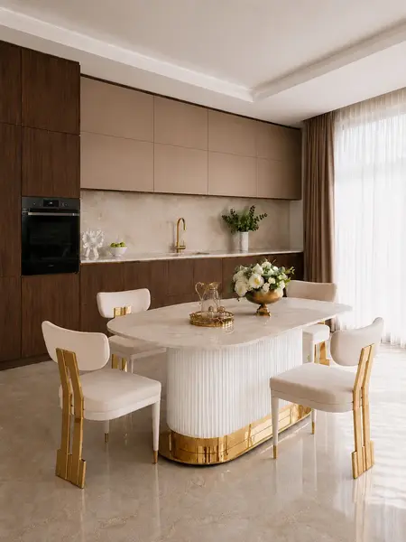 Krzesło Złote Beżowe Welurowe EMPIRE w stylu glamour. Ekspozycja w salonie od Primavera Home.