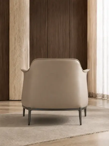 Aranżacja nowoczesnego wnętrza z wygodnym fotelem luksusowym do salonu z podnóżkiem MODERN. Stylizowane przez Primavera Home.