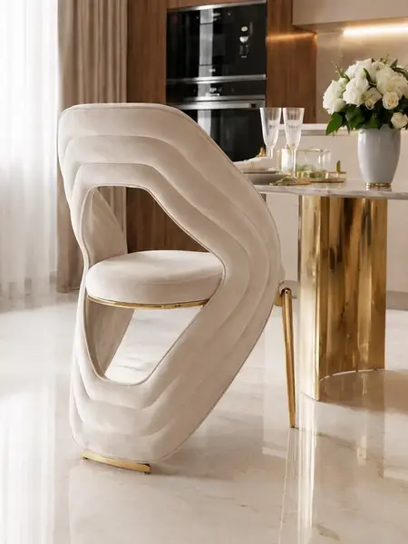 Stylowa aranżacja stołu glamour ROKSI przy świecach, idealnego do eleganckich wnętrz, meble na zamówienie od Primavera Home.